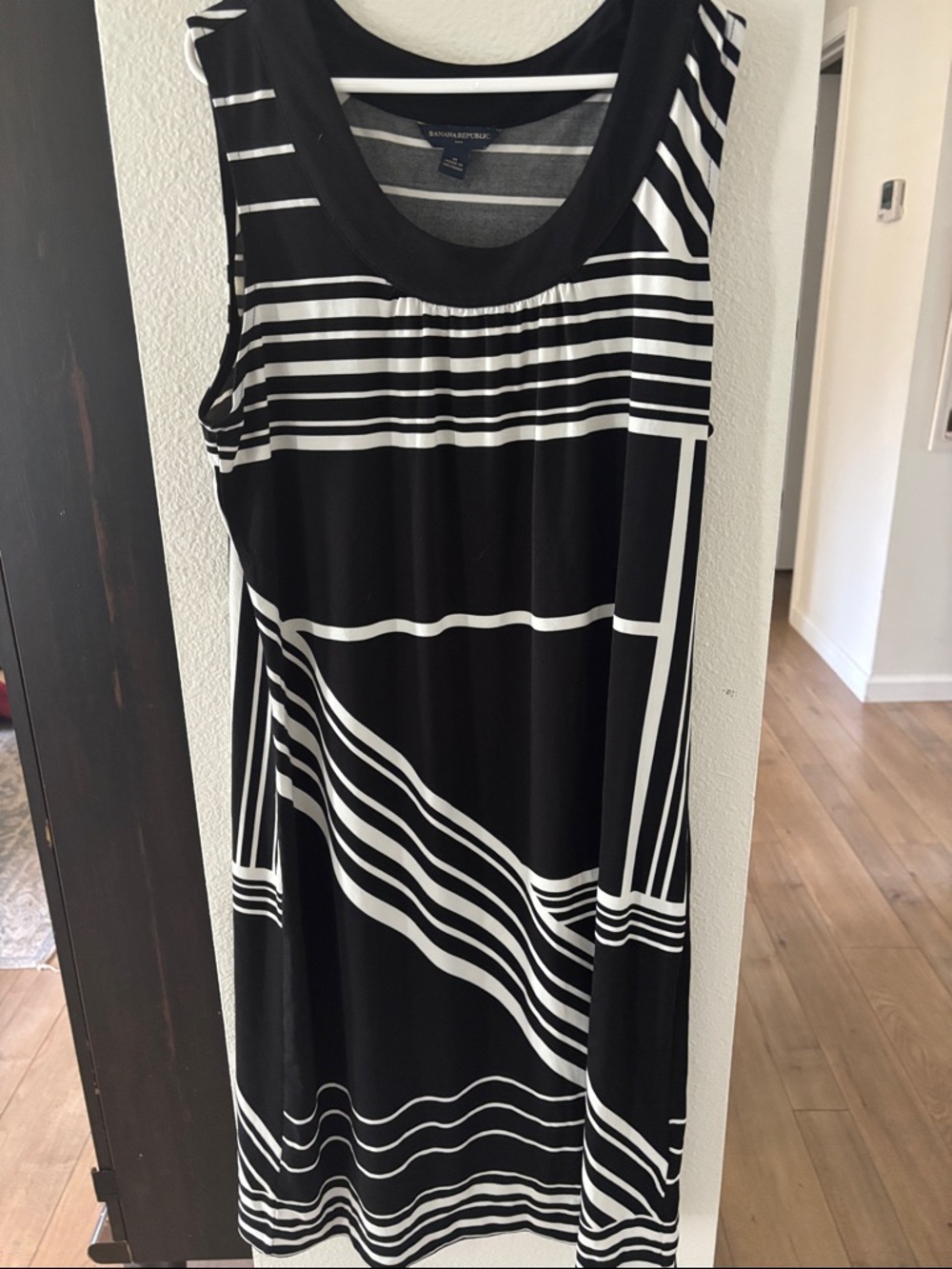 Banana Republic Black and White Striped Midi Dress